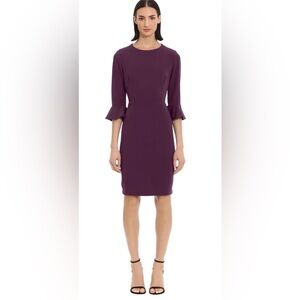 Donna Morgan Dress, 3/4 Sleeves, Size 6, Plum